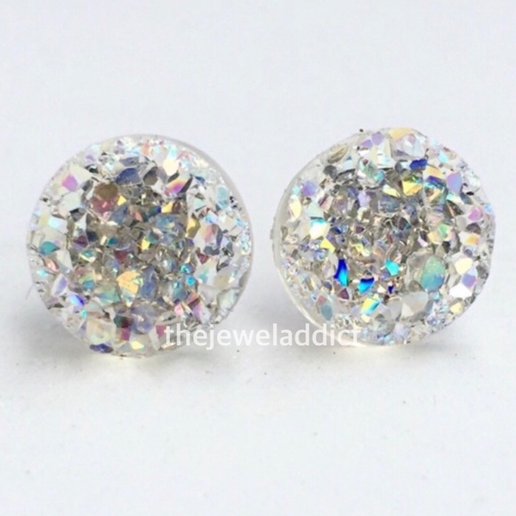 3 for 15🎀 crystal clear faux druzy earrings - Picture 2 of 7